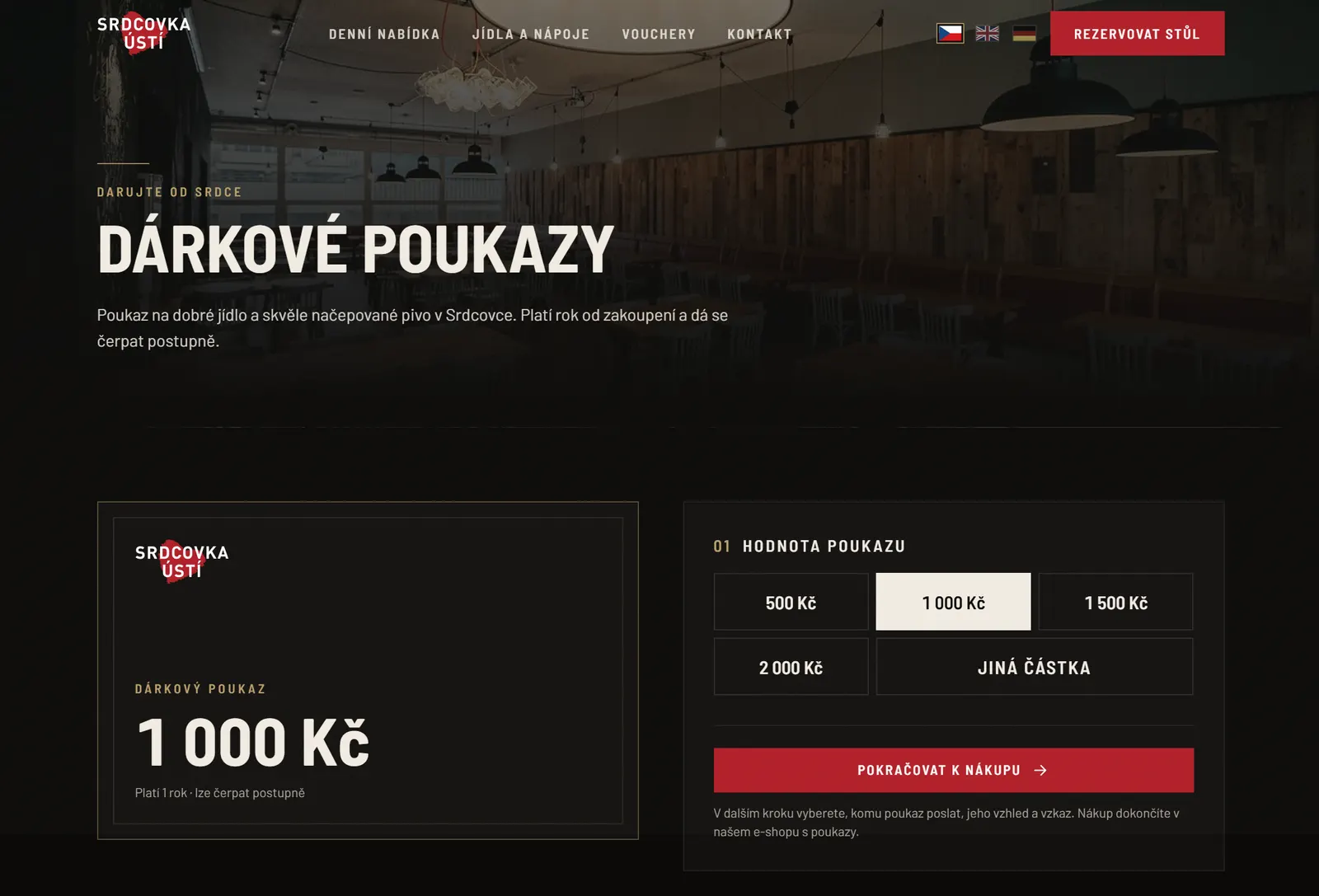 Dárkové poukazy s výběrem hodnoty